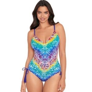 🆕 Skinnydippers by MIRACLESUIT One Piece Swimsuit Multi-Color Tassels Size M